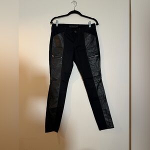 Express Black Denim Pants with leather and zipper accent